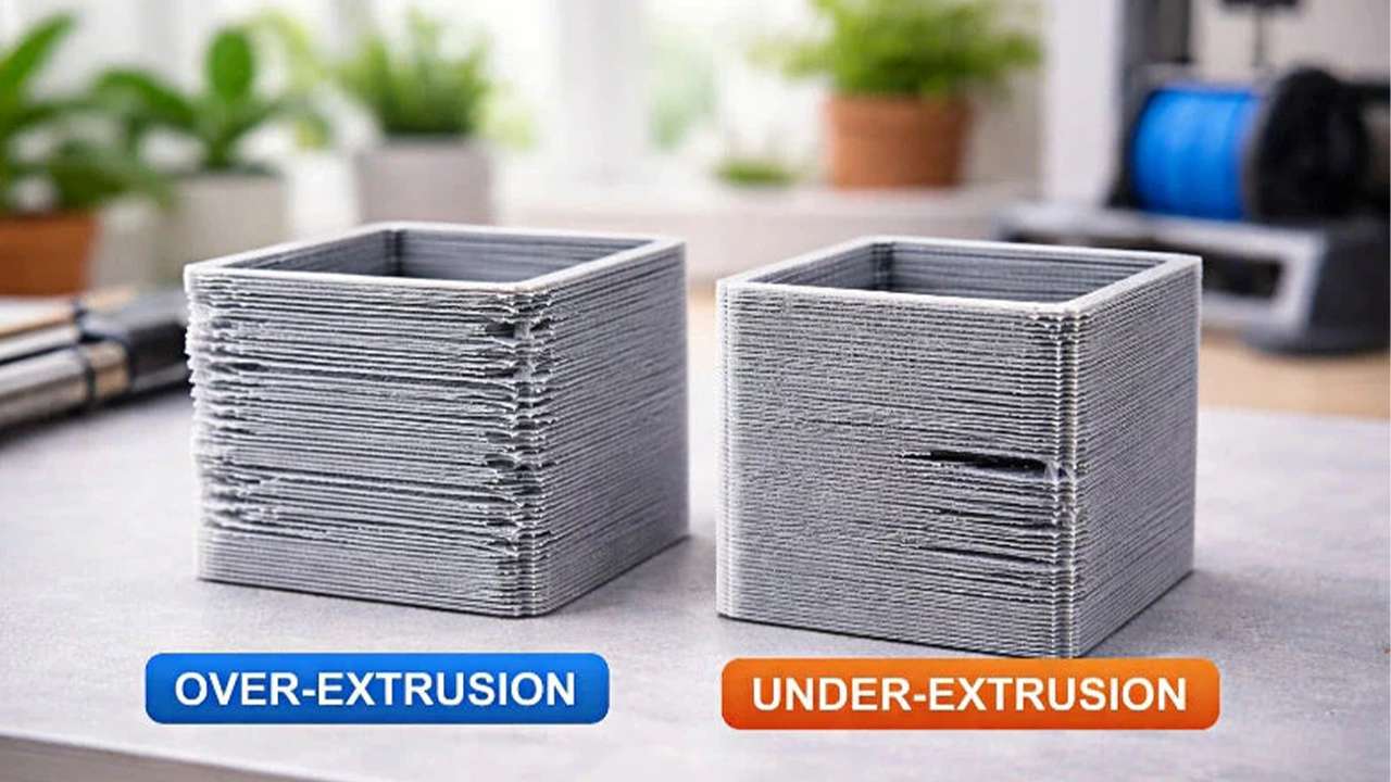 راهنمای جامع رفع مشکلات Under-Extrusion و Over-Extrusion در پرینتر سه‌بعدی
